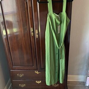 Everlane Green Sleeveless Dress with Belt